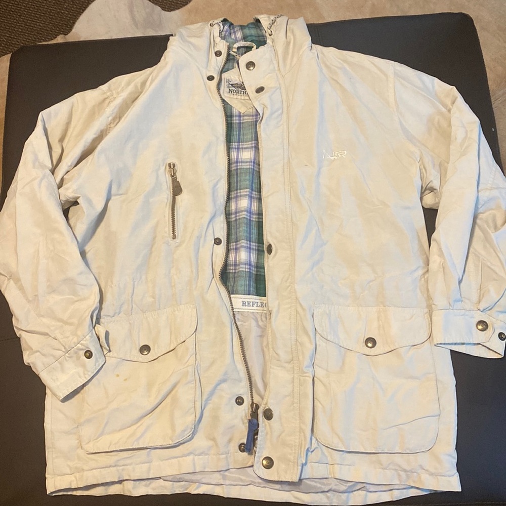 Tan men’s jacket. Flannel lined inside.